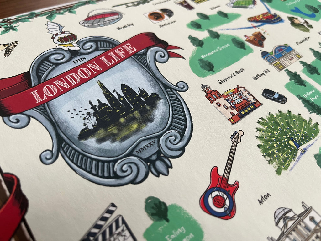 Illustrated map of London – A3 Giclée print (frame available)