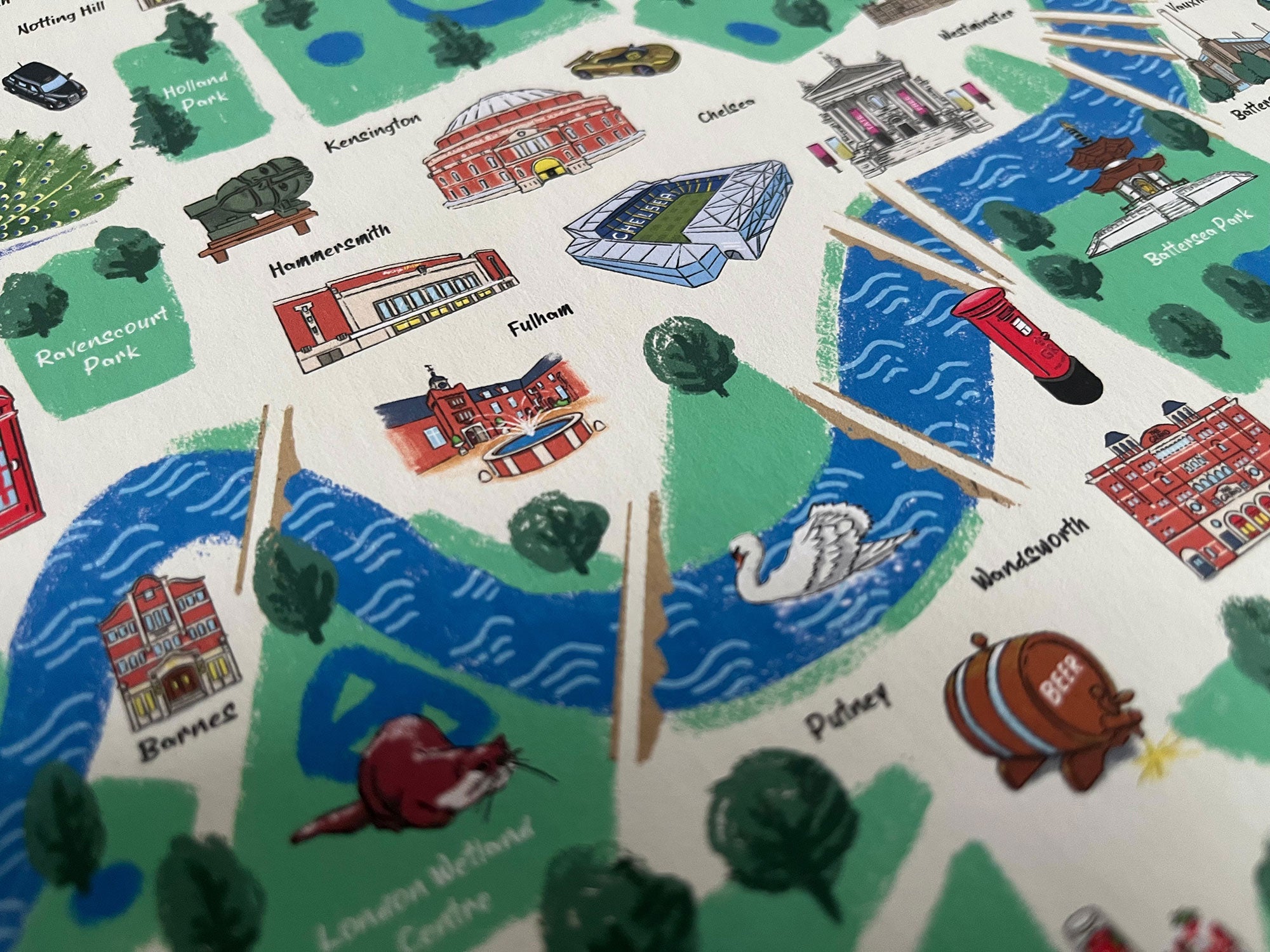 Illustrated map of London – A3 Giclée print (frame available)