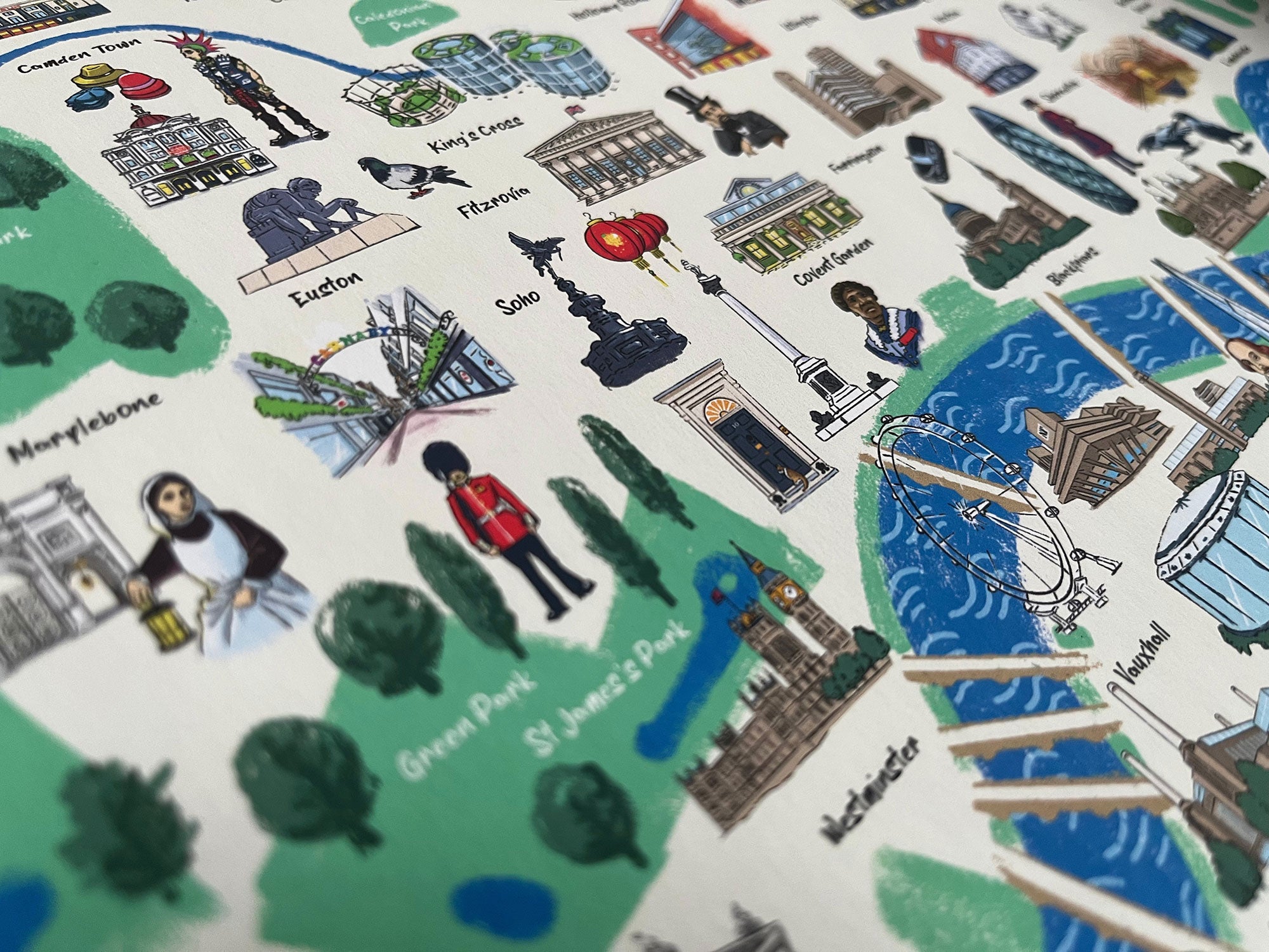 Illustrated map of London – A3 Giclée print (frame available)