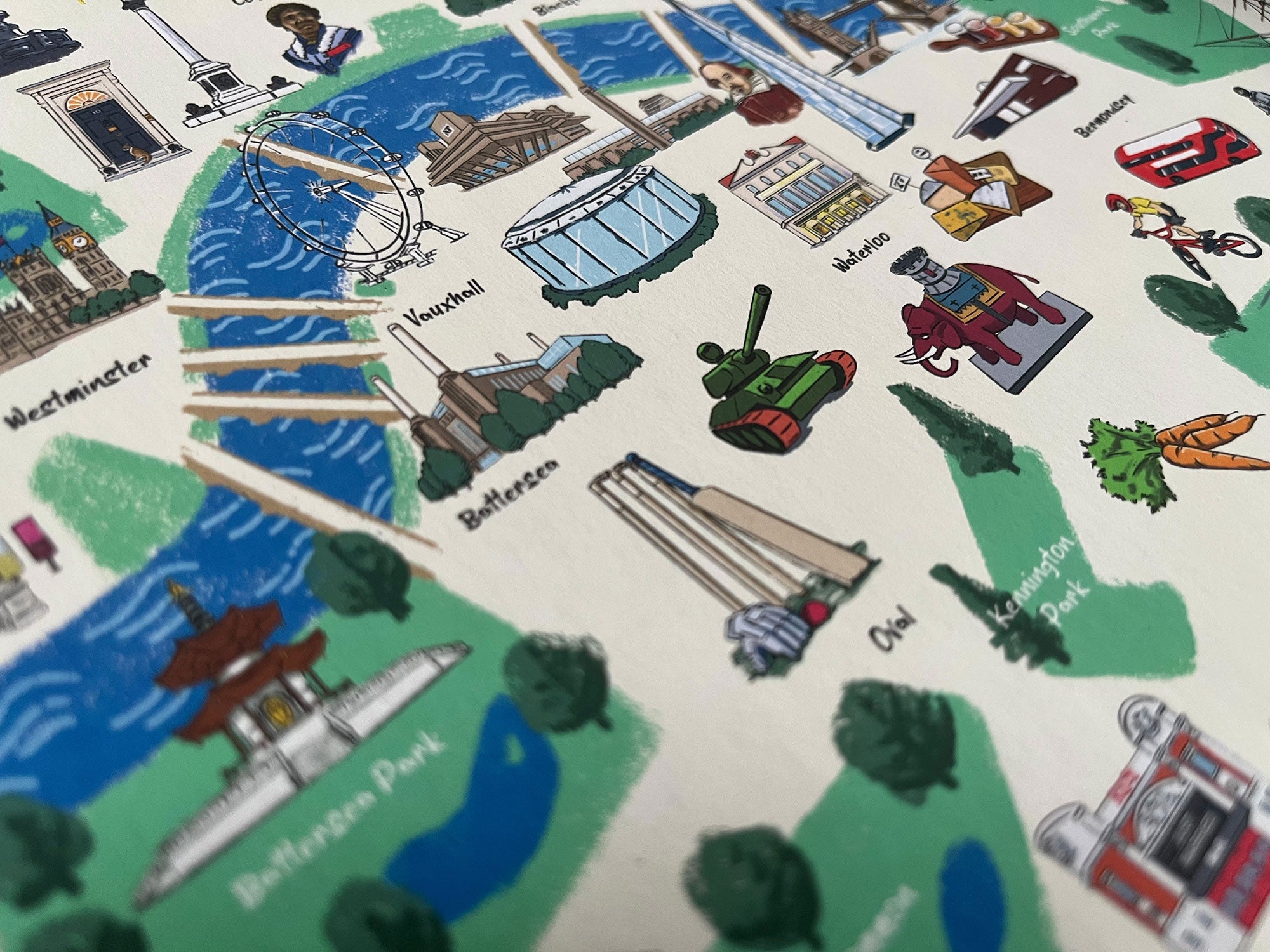 Illustrated map of London – A3 Giclée print (frame available)