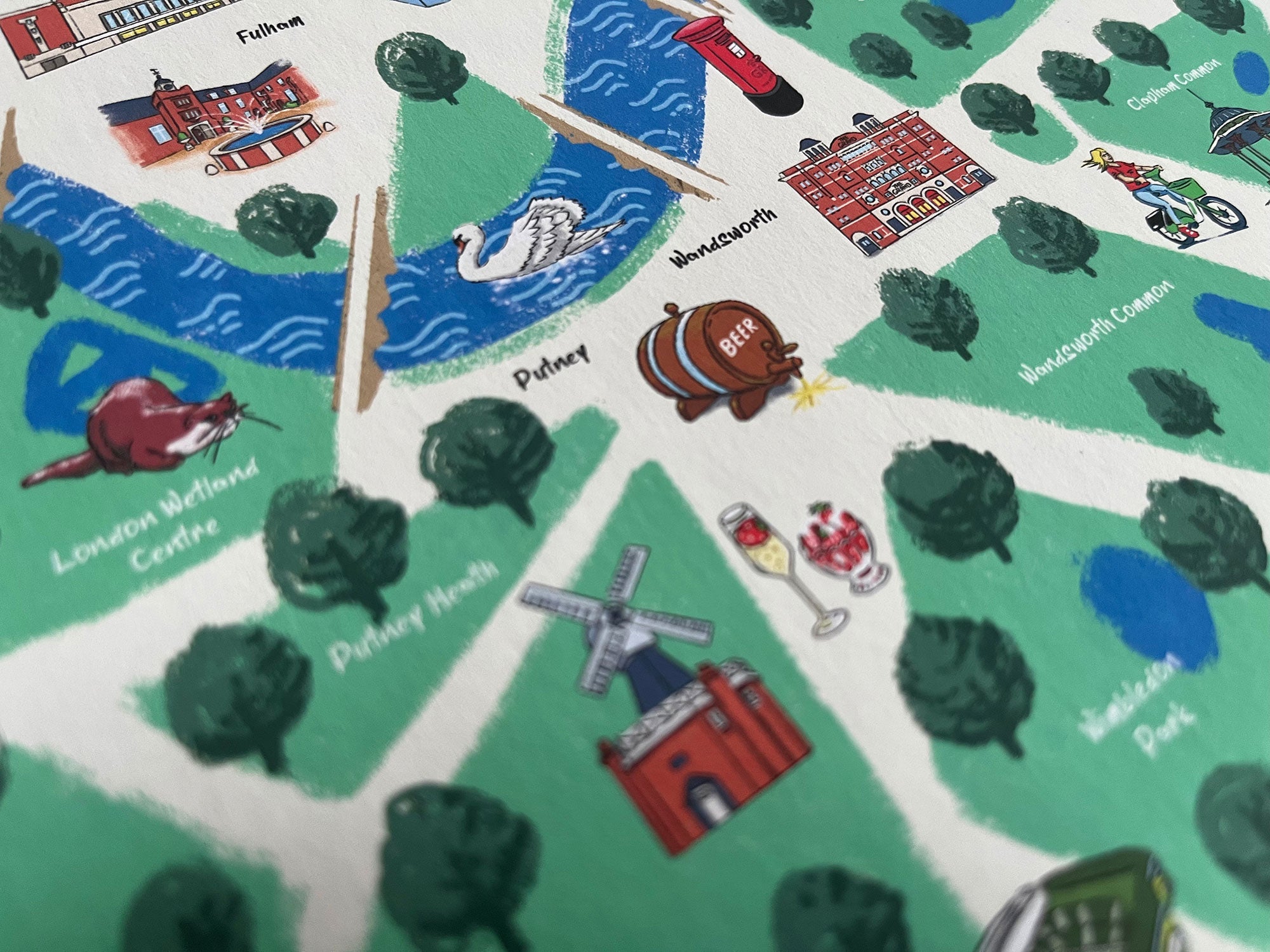 Illustrated map of London – A3 Giclée print (frame available)